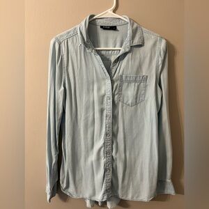 a.n.a Light Blue Casual Button Down Denim Shirt